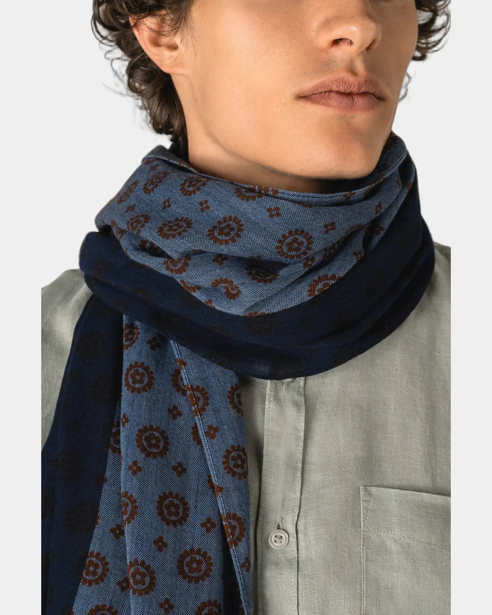 Custom cotton floral scarf with fringe detailing - 2